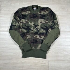 VTG Barbour Commando Sweater Mens 42 Green Camo Wool Military Made in England